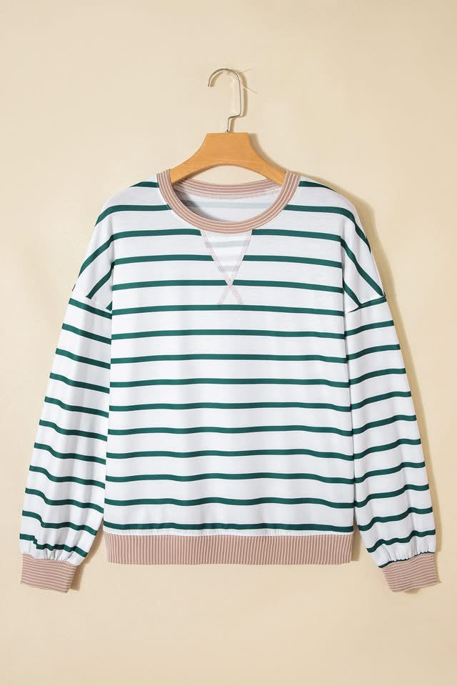PREORDER STRIPE DROP SHOULDER SWEATSHIRT