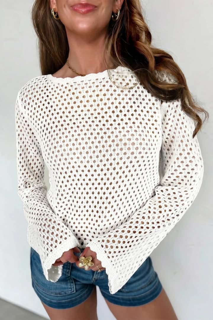 PREORDER WHITE SCALLOP HOLLOW TOP