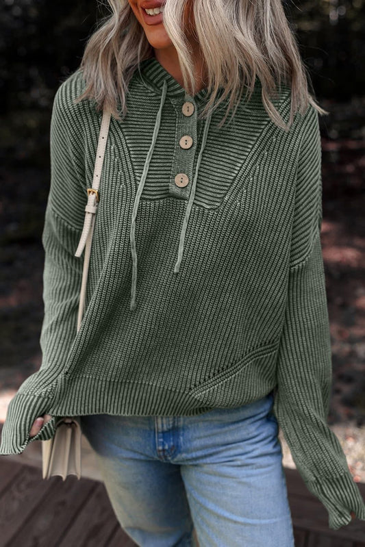 PREORDER GREEN MINERAL WASH HOODED SWEATER