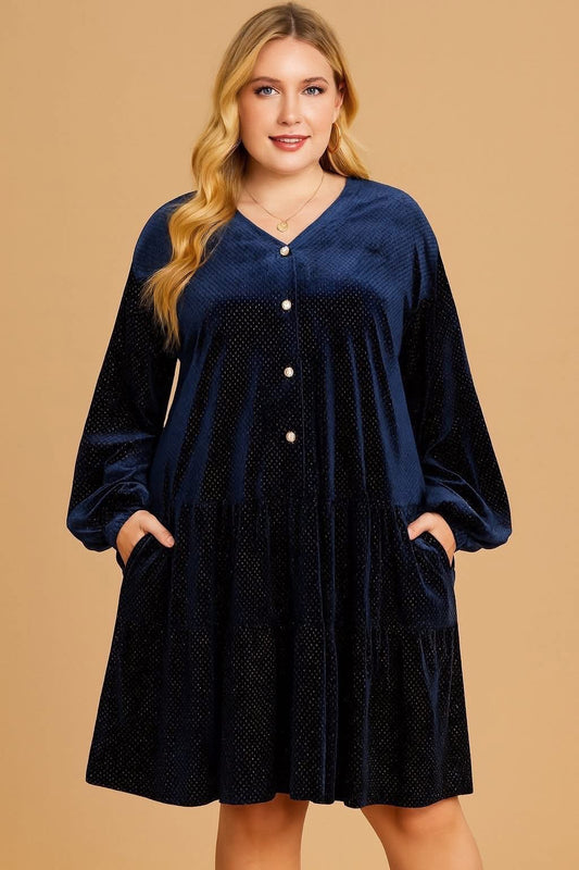 PREORDER NAVY BLUE VELVET DRESS
