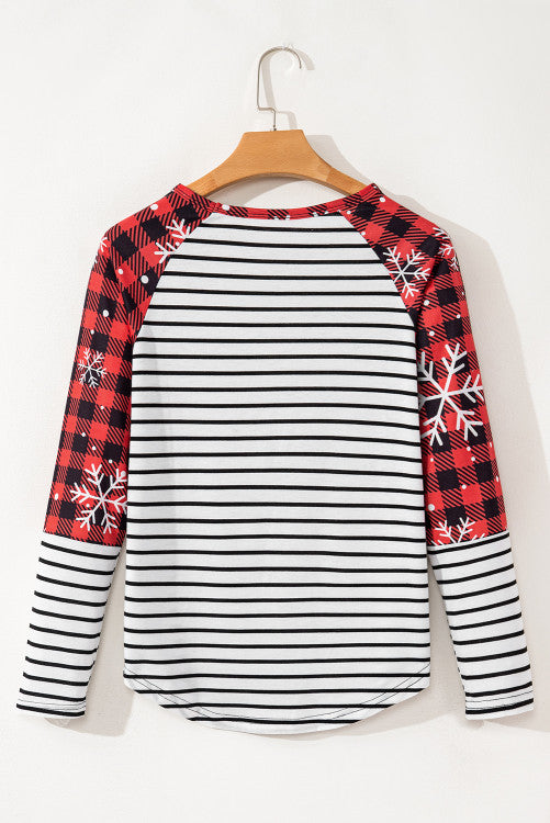 RED BUFFALO PLAID STRIPE LONG SLEEVE T