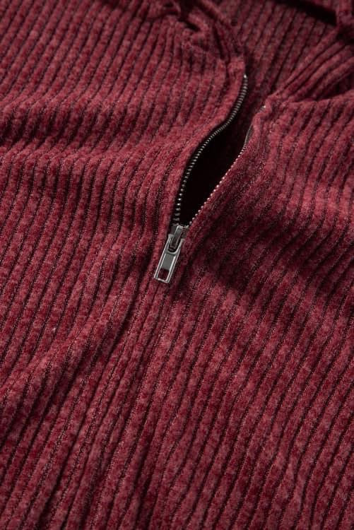 BURGUNDY FULL ZIP HOODED SWEATER